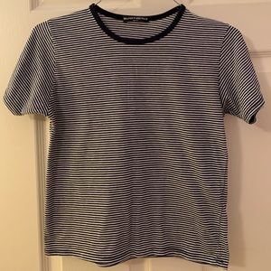 Brandy Melville Navy Blue and White Striped Top